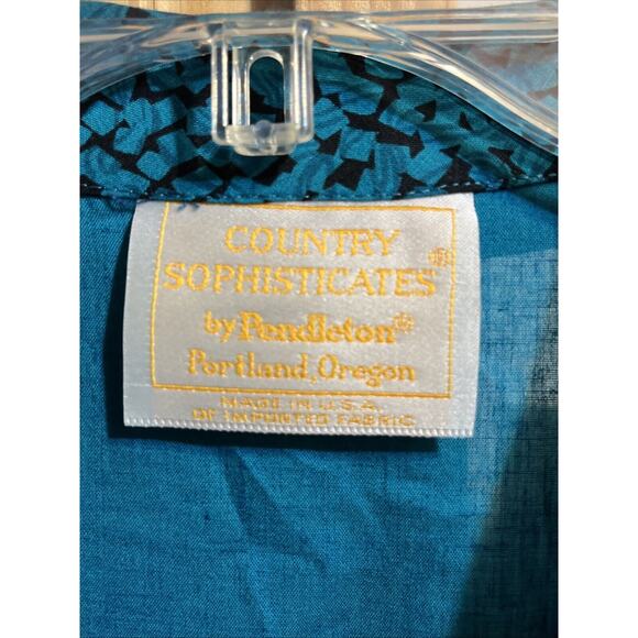 Pendleton Country Sophisticates VTG Womens Sz 6 Blue Rayon Linen Button Shirt LS - Picture 3 of 11